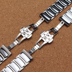 Amazfit GTR 2e 47 mm Uyumlu Seramik Metal Kordon Seramik Metal Kayış Beyaz - Gümüş