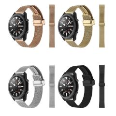 Huawei Watch GT 3 46 mm Uyumlu Hasır Metal Kordon Magnetik D Tokalı Tel Örgü Kayış Mıknatıslı Gümüş