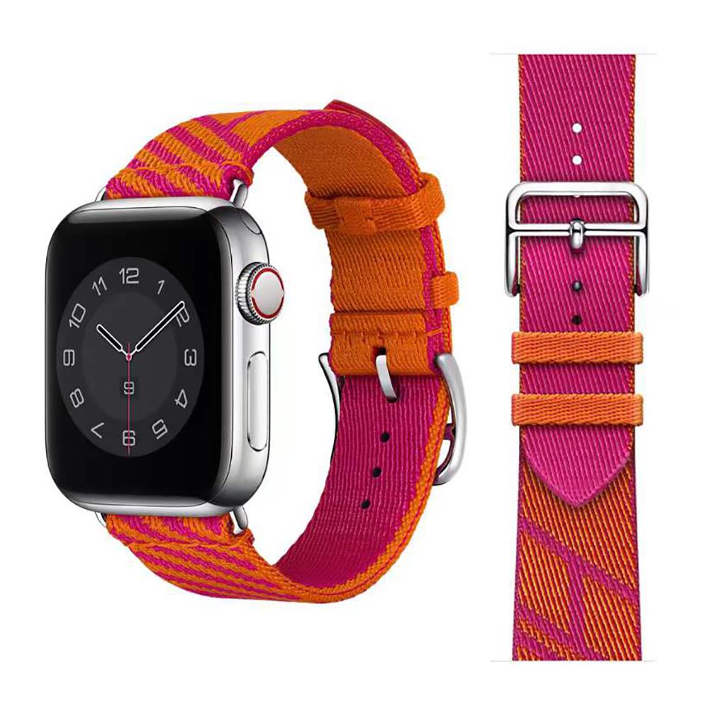 Apple Watch 8 41 mm uyumlu Hermes Hasır Kumaş Kordon Renkli Özgün Tasarım Kayış