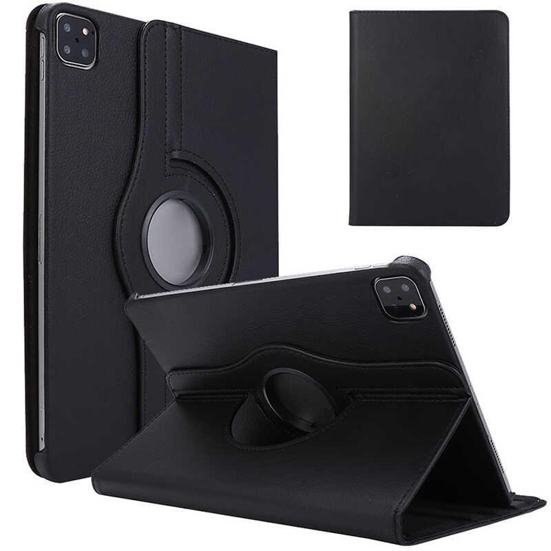 iPad Pro 11 2021 3. Nesil Uyumlu Kılıf 360° Dönebilen Akıllı Kapak Standlı Kılıf Smart Uyku Modlu Siyah