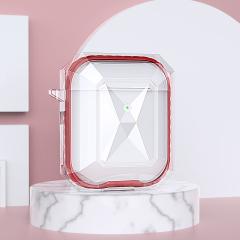 Airpods Uyumlu Kılıf Silikon Kulaklık Kılıfı Renkli Çerçeveli Şeffaf Geometrik Tasarım