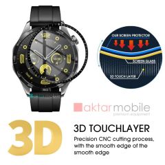 Huawei GT 4 46 mm uyumlu Ekran Koruyucu 3D Tam Kapatan Kavisli PPMA Nano Cam