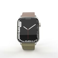 Apple Watch 7 8 9 45 mm uyumlu Mıknatıslı Silikon Kordon Çift Renkli Magnetik Kayış Soft Tone Strap