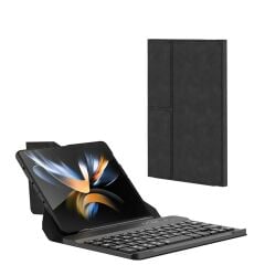 Samsung Galaxy Z Fold 3 uyumlu Klavyeli Kılıf Bluetooth Keyboard Set Standlı Kalem Bölmeli