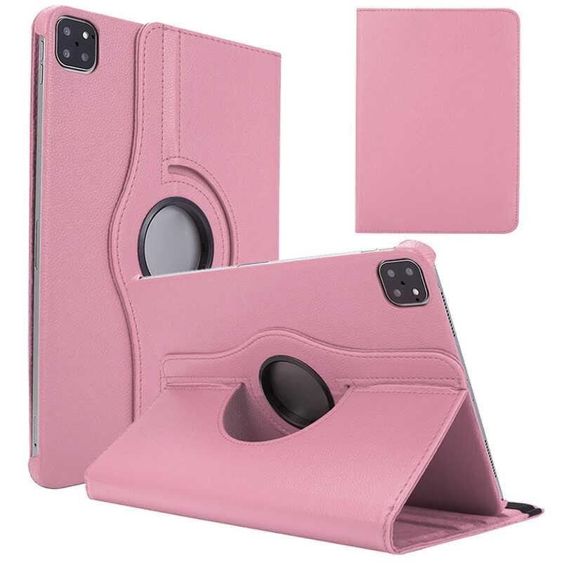 iPad Pro 11 2021 3. Nesil Uyumlu Kılıf 360° Dönebilen Akıllı Kapak Standlı Kılıf Smart Uyku Modlu Açık Pembe