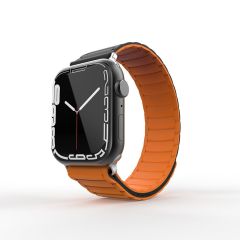 Apple Watch 7 8 9 41 mm uyumlu Mıknatıslı Silikon Kordon Çift Renkli Magnetik Kayış Soft Tone Strap
