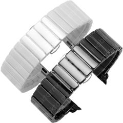Apple Watch 7 6 SE 5 4 3 2 1 - 42 / 44 / 45 mm uyumlu Seramik Kordon Baklalı Premium Seramik Kayış Beyaz