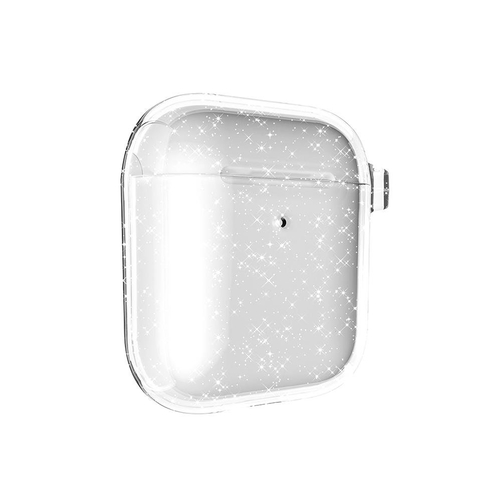 Airpods 1. ve 2. Nesil Uyumlu Simli Kılıf Sert Silikon Kapak Parlak Görünümlü Saydam Yapı Şeffaf