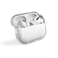 Airpods Pro 2. Nesil Uyumlu Simli Kılıf Sert Silikon Kapak Parlak Görünümlü Saydam Yapı