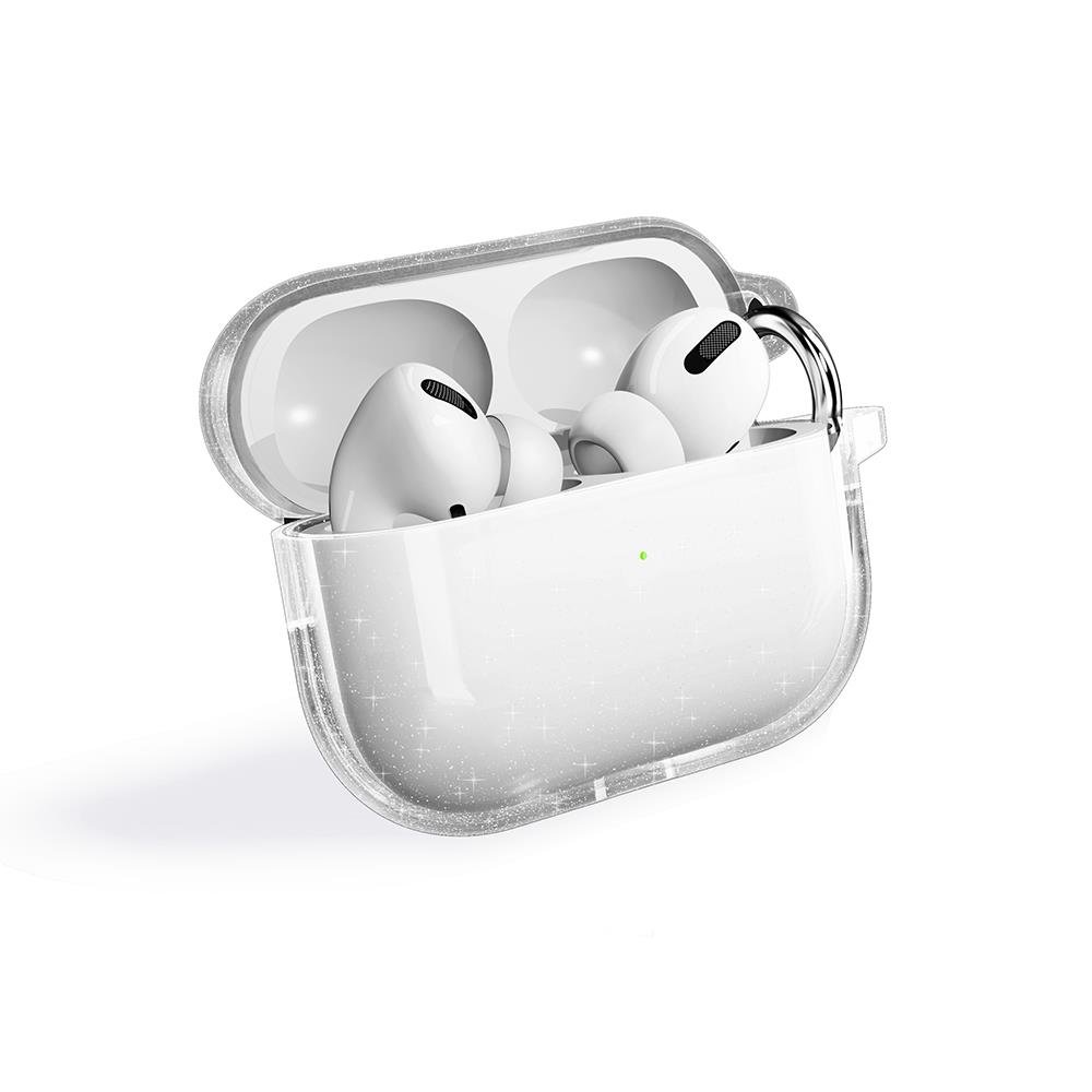 Airpods Pro 2. Nesil Uyumlu Simli Kılıf Sert Silikon Kapak Parlak Görünümlü Saydam Yapı Şeffaf