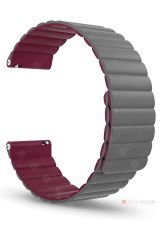 Huawei Watch GT 2 46 mm uyumlu Magnetik Silikon Kordon Çift Renkli Mıknatıslı Premium Kayış Gri - Mürdüm