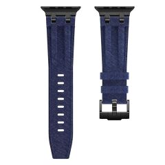 Apple Watch 7 8 9 45 mm uyumlu Denim Kordon Kot Kumaş Premium Kayış