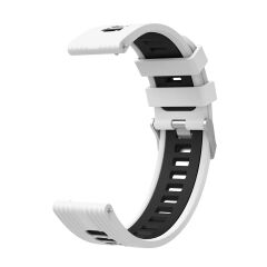 Samsung Galaxy Watch 4 40 / 44 mm Uyumlu Silikon Kordon Çizgili Spor Tasarım Delikli Kayış Beyaz - Siyah