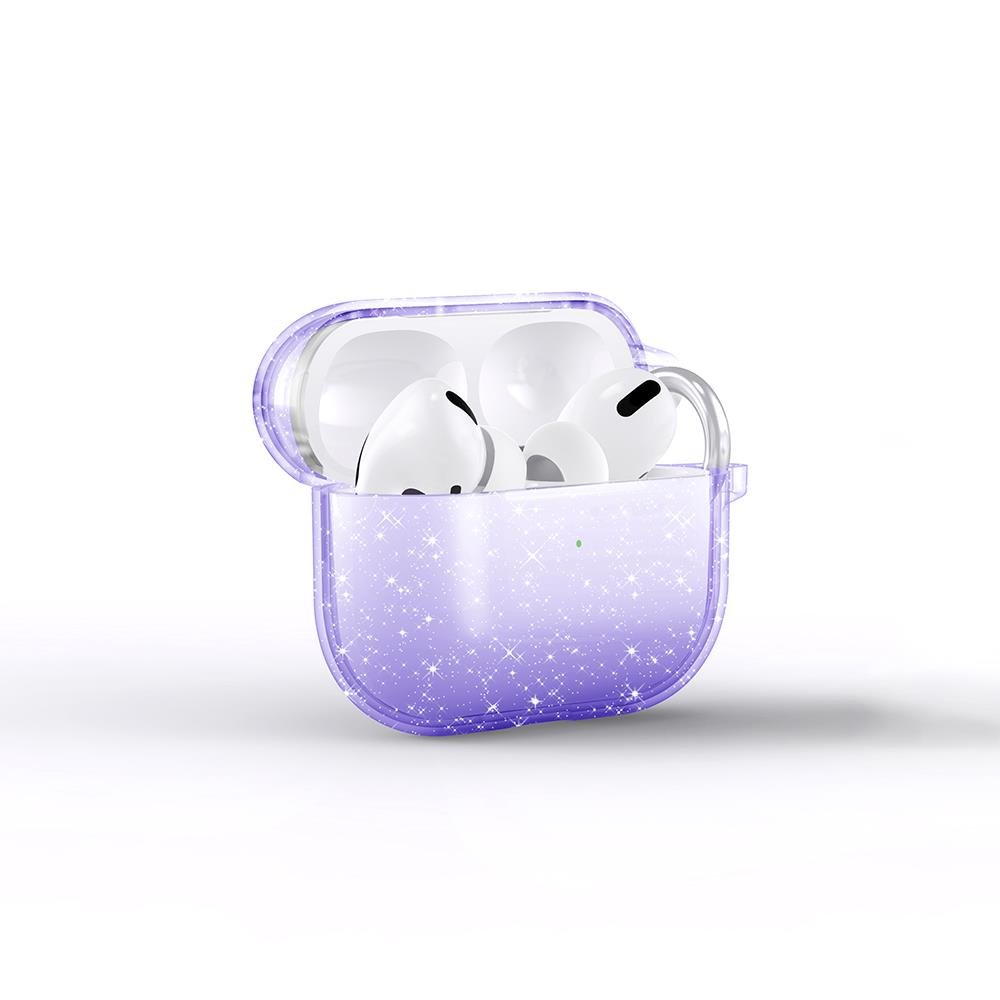 Airpods 3. Nesil Uyumlu Simli Kılıf Sert Silikon Kapak Parlak Görünümlü Saydam Yapı Mor