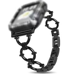 Apple Watch 8 41 mm uyumlu Metal Kordon Şık Tasarım Luxury Style Kayış Siyah