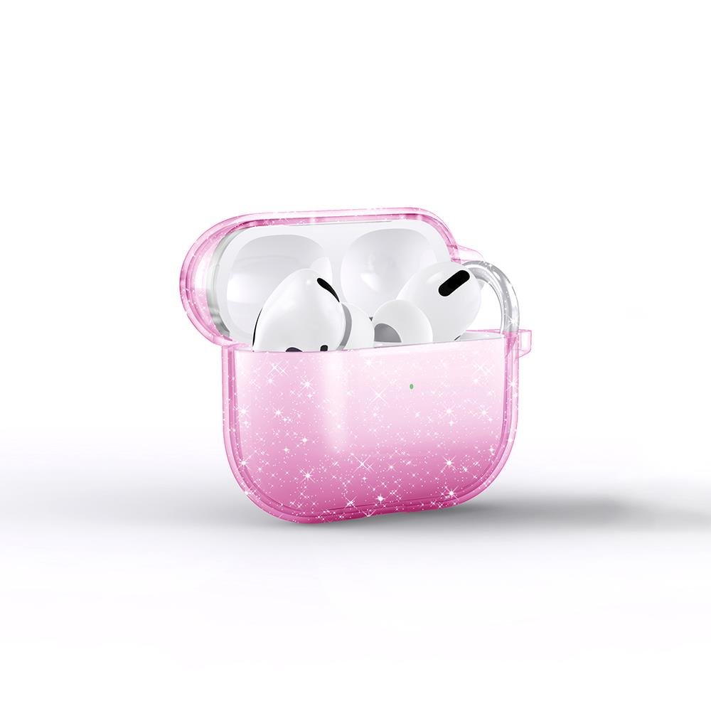Airpods 3. Nesil Uyumlu Simli Kılıf Sert Silikon Kapak Parlak Görünümlü Saydam Yapı Pembe