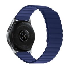 Huawei Watch GT 2 46 mm uyumlu Magnetik Silikon Kordon Çift Renkli Mıknatıslı Premium Kayış Lacivert