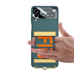 Samsung Galaxy Z Flip 3 Tasarım Kılıf Premium Kapak Flio Kayar Bantlı Metal Tokalı Tam Uyumlu