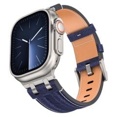 Apple Watch Ultra 2 3 49 mm uyumlu Denim Kordon Kot Kumaş Premium Kayış