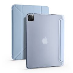 iPad Pro 12.9 6. Nesil 2022 M2 Uyumlu Kılıf Kalem Bölmeli Premium Akıllı Kapak Standlı Smart Cover Mavi