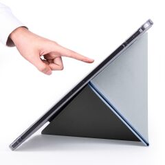 iPad Pro 12.9 6. Nesil 2022 M2 Uyumlu Kılıf Kalem Bölmeli Premium Akıllı Kapak Standlı Smart Cover Mavi