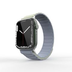 Apple Watch 6 5 4 3 2 1 SE 38 40 mm uyumlu Mıknatıslı Silikon Kordon Çift Renkli Magnetik Kayış Mint - Lila