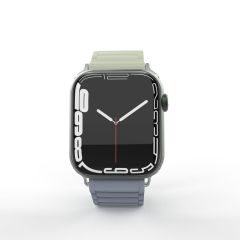 Apple Watch 6 5 4 3 2 1 SE 38 40 mm uyumlu Mıknatıslı Silikon Kordon Çift Renkli Magnetik Kayış Mint - Lila