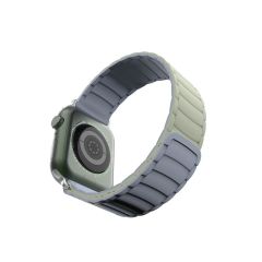 Apple Watch 6 5 4 3 2 1 SE 38 40 mm uyumlu Mıknatıslı Silikon Kordon Çift Renkli Magnetik Kayış Mint - Lila