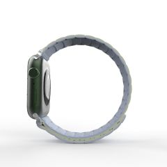 Apple Watch 6 5 4 3 2 1 SE 38 40 mm uyumlu Mıknatıslı Silikon Kordon Çift Renkli Magnetik Kayış Mint - Lila