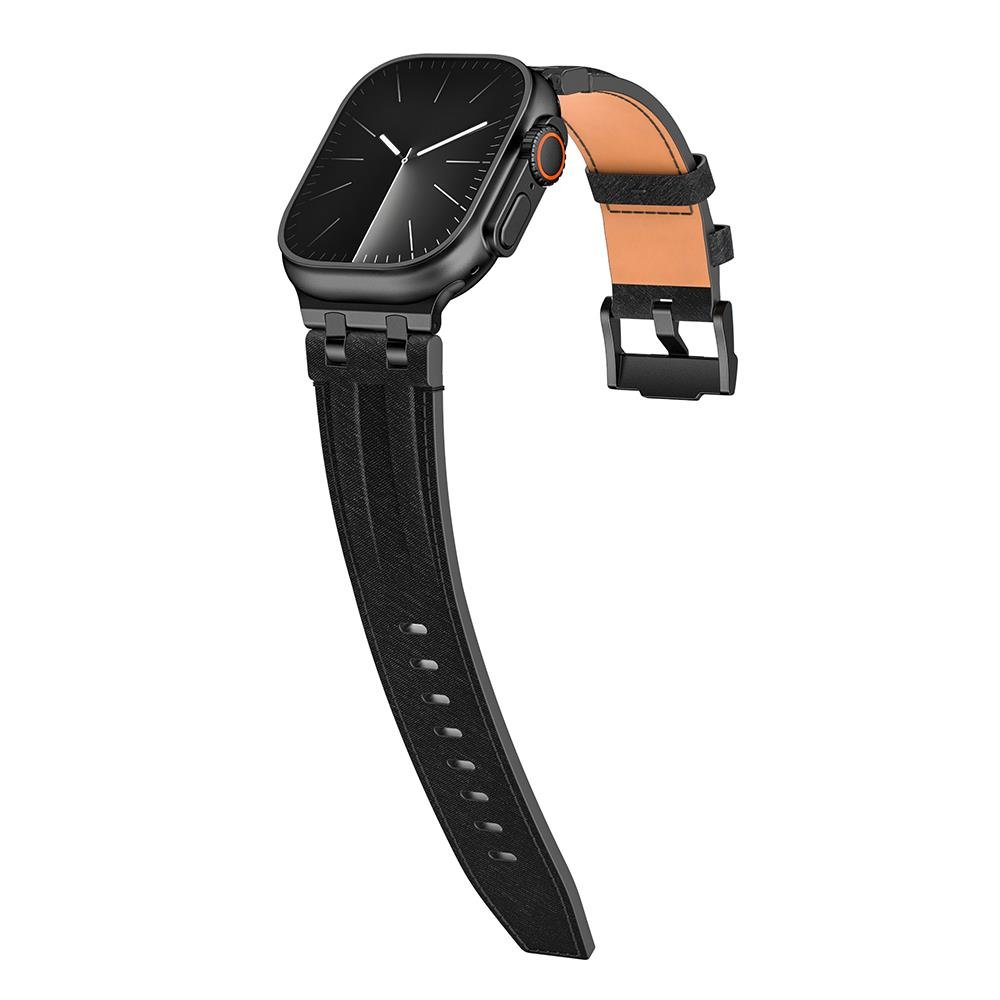 Apple Watch Ultra 2 3 49 mm uyumlu Denim Kordon Kot Kumaş Premium Kayış Siyah
