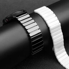 Amazfit GTR 47 mm Uyumlu Seramik Kordon Premium Seramik Kayış Beyaz