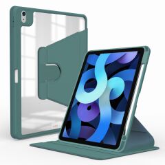 iPad Air 5. Nesil 2022 10.9'' M1 uyumlu Kılıf 360° Dönebilen Kalem Bölmeli Standlı Akıllı Kapak Koyu Yeşil