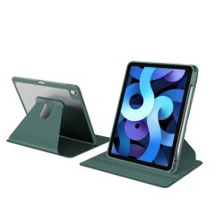 iPad Air 5. Nesil 2022 10.9'' M1 uyumlu Kılıf 360° Dönebilen Kalem Bölmeli Standlı Akıllı Kapak Koyu Yeşil