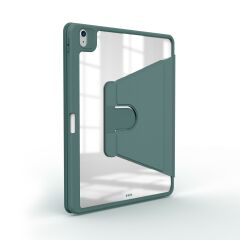 iPad Air 5. Nesil 2022 10.9'' M1 uyumlu Kılıf 360° Dönebilen Kalem Bölmeli Standlı Akıllı Kapak Koyu Yeşil