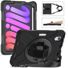 iPad Mini 7. Nesil 2024 Uyumlu Kılıf Askılı Standlı Kalem Bölmeli Defender Zırh Tank Üstün Koruma