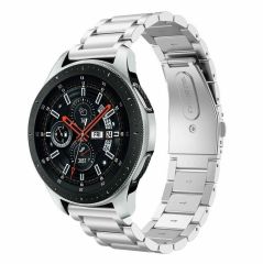 Amazfit GTR 47 mm Uyumlu Metal Kordon Premium Paslanmaz Çelik Kayış Baklalı Model Gümüş