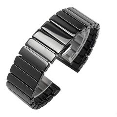 Samsung Galaxy Watch Active 2 40 / 44 mm Uyumlu Seramik Kordon Premium Seramik Kayış Siyah