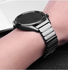 Samsung Galaxy Watch Active 2 40 / 44 mm Uyumlu Seramik Kordon Premium Seramik Kayış Siyah
