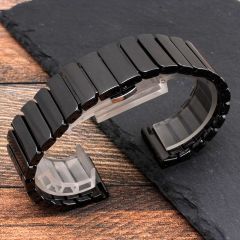Samsung Galaxy Watch Active 2 40 / 44 mm Uyumlu Seramik Kordon Premium Seramik Kayış Siyah