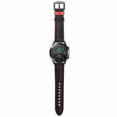 Huawei Watch GT 3 42 mm Uyumlu Deri Kordon Spor Dikişli Deri Kayış Siyah