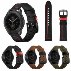 Huawei Watch GT 3 42 mm Uyumlu Deri Kordon Spor Dikişli Deri Kayış Siyah