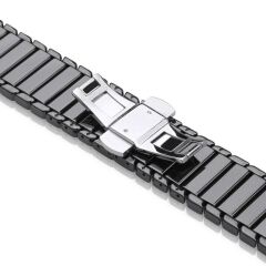 Samsung Galaxy Watch Active Uyumlu Seramik Kordon Premium Seramik Kayış Siyah