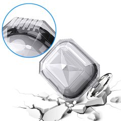 Airpods 3. Nesil Uyumlu Kılıf Silikon Kulaklık Kılıfı Renkli Çerçeveli Şeffaf Geometrik Tasarım Siyah