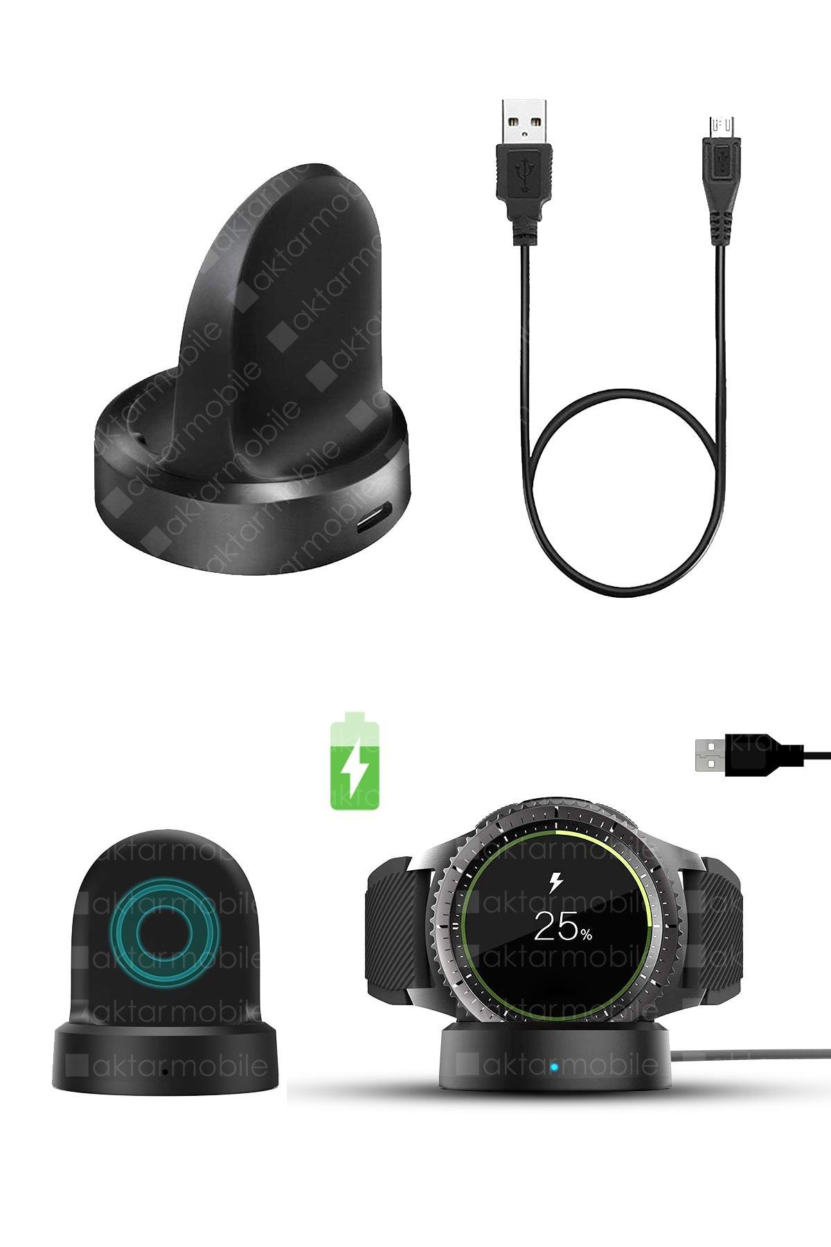 Samsung Gear S2 / S3 Şarj Aleti Manyetik Şarj Cihazı ve Kablosu - Şarj Kiti