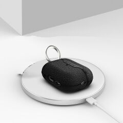Airpods Pro 2. Nesil Tam Uyumlu Kılıf Hoparlör ve Mikrofon Delikli Silikon Kapak Deri Görünümlü
