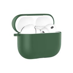 Airpods Pro 3. Nesil Uyumlu Kılıf Hoparlör ve Mikrofon Delikli Silikon Kapak Soft Yumuşak Dokulu Koyu Yeşil