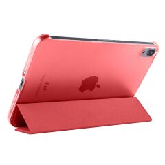 iPad Mini 7. Nesil 2024 Uyumlu Kapaklı Kılıf Standlı Flip Smart Akıllı Kapak Uyku Modlu Kırmızı