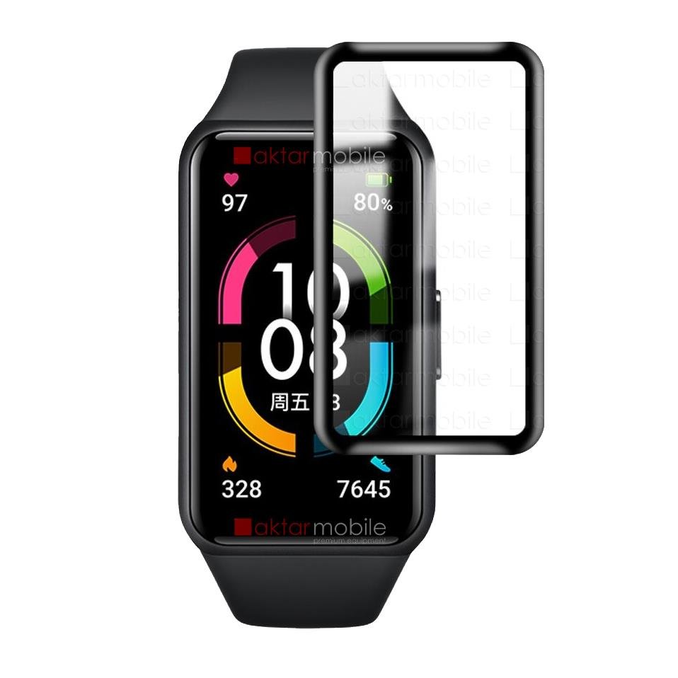 Huawei Band 6 uyumlu Ekran Koruyucu 3D Tam Kapatan Kavisli PPMA Nano Cam Tam Uyumlu