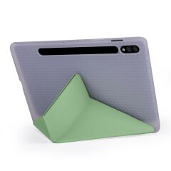 Galaxy Tab S7 Plus T970 Kılıf Kalem Bölmeli Premium Smart Standlı Tablet Kılıfı Açık Yeşil