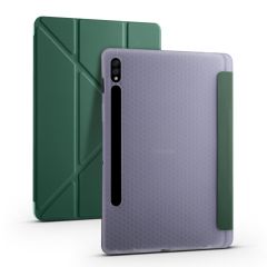 Galaxy Tab S7 Plus T970 Kılıf Kalem Bölmeli Premium Smart Standlı Tablet Kılıfı Koyu Yeşil